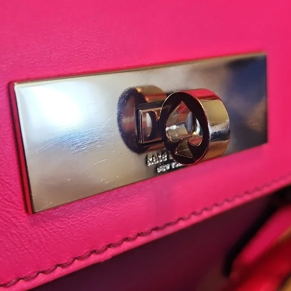 Like New Kate Spade Purple and Barbie Pink Satchel Crossbody Leather Bag - Picture 4 of 17